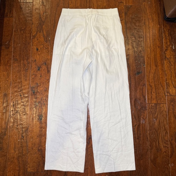 J. Crew White Linen Blend Pants High Rise Wide Leg Size 4 - Picture 5 of 9